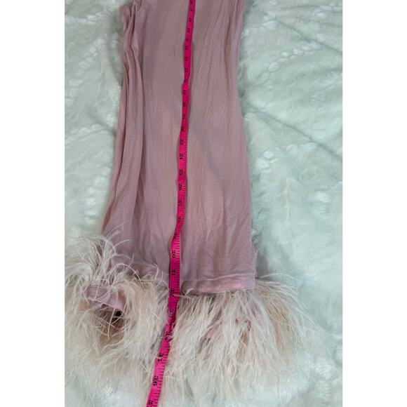 SLEEPER 100% Viscose Pink Ostrich Feather Trim Lounge Party Pajama Pants Size XS - Picture 11 of 13